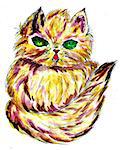 Grunge sketch of a cute Persian cat, abstract illustration.