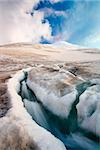 stream in the Caucasus mountains on the glacier at Elbrus