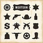 Vintage western icons set. Editable EPS10 vector illustration with transparency.