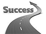 3d illustration of road with arrow and success sign