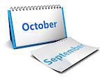 3d illustration of folding calendar with october month page