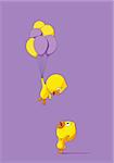 Two cute chicks with balloons