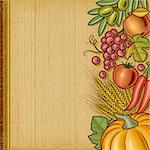 Retro harvest background in woodcut style. EPS10 editable vector illustration with clipping mask. Use gradient mesh and transparency.
