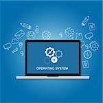 os operating system software computer laptop screen gear icon concept vector