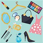 girl stuff woman things fashion vector object icon set vector