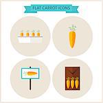 Flat Carrot Vegetable Website Icons Set. Vector Illustration. Flat Circle Icons for web. Collection of Nature Gardening Colorful Circle Icons. Agriculture Garden Spring Season Concept.