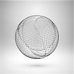 Wireframe mesh polygonal element. Sphere with connected lines and dots. Vector Illustration EPS10.