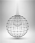 Wireframe Globe. Sphere with connected lines and dots. Vector Illustration EPS10.