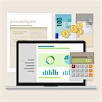 account payable accounting software money calculator application laptop vector