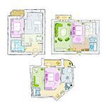 Set of interior apartment, sketch for your design. Vector illustration