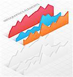Set of white and colorful isometric graphs. Vector illustration