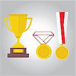 medal gold vector illustration medals ribbon trophy winner icon flat graphic