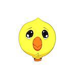 Cute chick character on white background