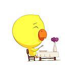 Cute chick character on white background