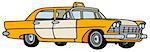 Hand drawing of a classic big yellow taxi - not a real model