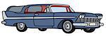 Hand drawing of a classic blue big  station wagon - not a real type