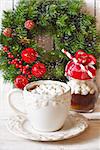 Hot chocolate with marshmallow for christmas holiday.