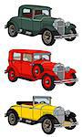 Hand drawing of three vintage cars - any real models