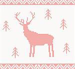 Christmas Knitted background with deer, trees and ornament. Vector illustration