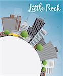 Little Rock Skyline with Grey Building, Blue Sky and copy space. Vector Illustration