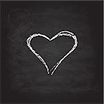 Abstract white heart. Scribble chalk retro design