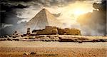 Storm clouds over pyramid of Cheops in Giza