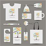 Corporate business style design, floral tree. Vector illustration