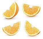 Set of slice of orange citrus fruit isolated on white with