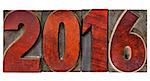 2016 isolated text in vintage letterpress wood type - New Year concept