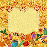 Holiday Christmas background with cartoon characters and elements. Eps10, contains transparencies. Vector