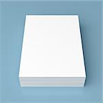 Stack of white paper on blue background