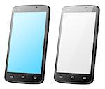 Modern touch screen smartphones isolated on white with clipping path