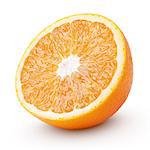 Half orange citrus fruit isolated on white with clipping path