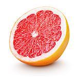 Half grapefruit citrus fruit isolated on white with clipping path