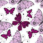 Seamless pattern with pink and purple butterflies, vector eps 10
