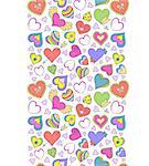 Vector illustration of seamless pattern with  colorful hearts