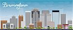 Birmingham (Alabama) Skyline with Grey Buildings and Blue Sky. Vector Illustration