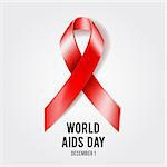 1st December World Aids Day concept with text and red ribbon of aids awareness. Vector illustration
