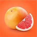 Grapefruit citrus fruit with slice with clipping path