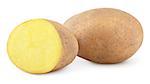 Closeup of potato with cut isolated on white background with clipping path