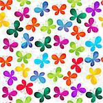 Spring seamless white pattern with vivid colorful butterflies vector eps 10