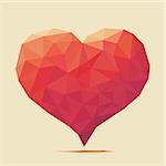 Red low poly Love Heart postcard