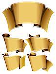 Collection of 4 gold ribbon. Vector illustration
