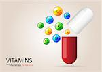 Vector vitamins and minerals medical background. Health theme.