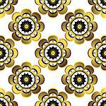 Seamless white floral pattern with gold vintage flowers, vector