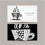 Business card template, coffee cup design. Vector illustration