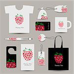 Corporate business cards, strawberry design. Vector illustration