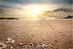 Cloudy sky in stony desert of Egypt