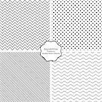 Collection of simple vector patterns. Seamless black and white textures.
