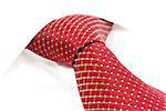 red spotted tie knotted the double Windsor